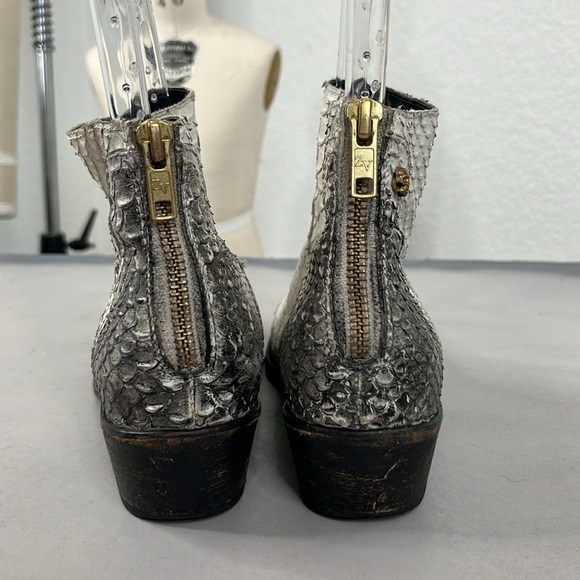 Zadig & Voltaire Teddy Flake White Leather Snake Print Zip Ankle Booties Boots - Picture 5 of 9